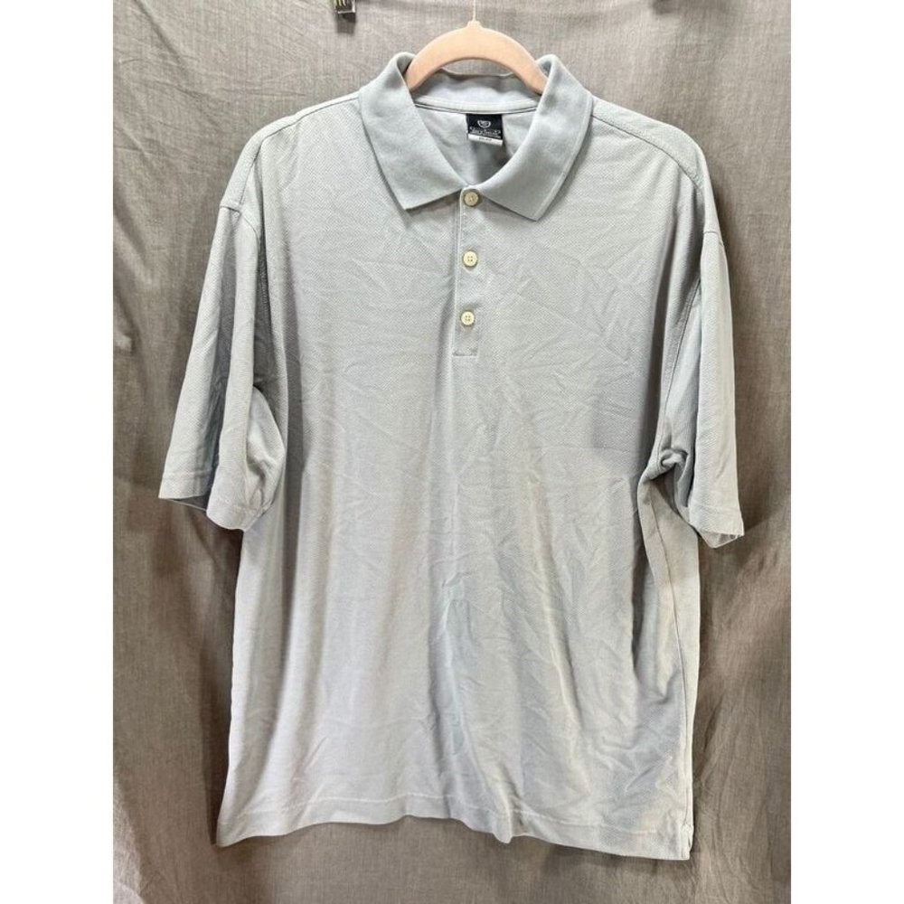 Nike Golf Polo Shirt Adult Large Gray Short Sleeve Button DRI FIT Golfer Mens.